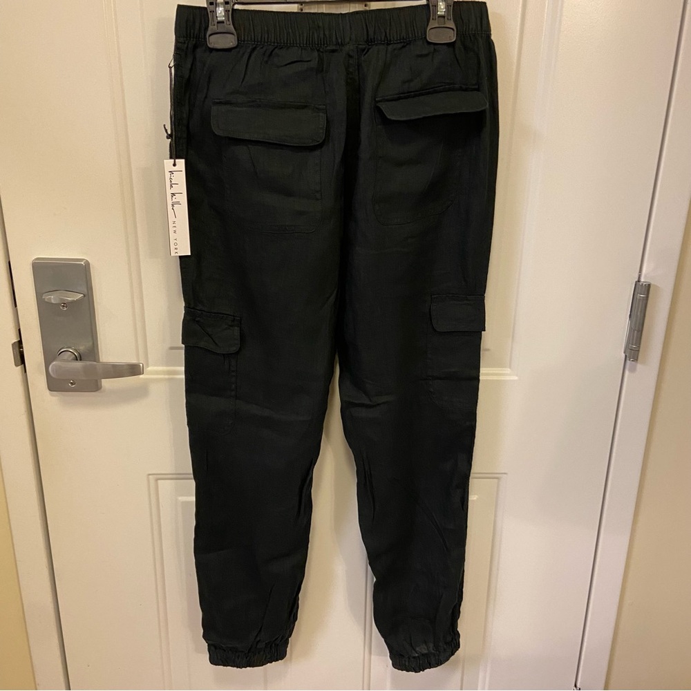 Nicole Miller Black Linen Cargo Pants